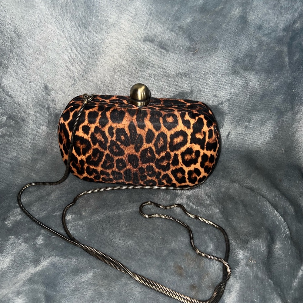 Lucky Brand  Leopard print  Small Clutch purse with rope chain crossbody